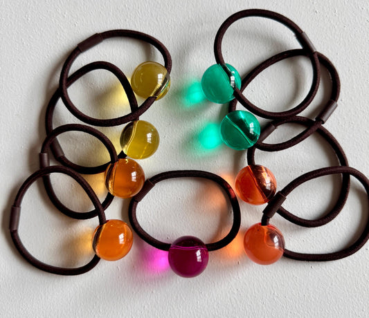 Jewel tone retro bubble hair band set of 2