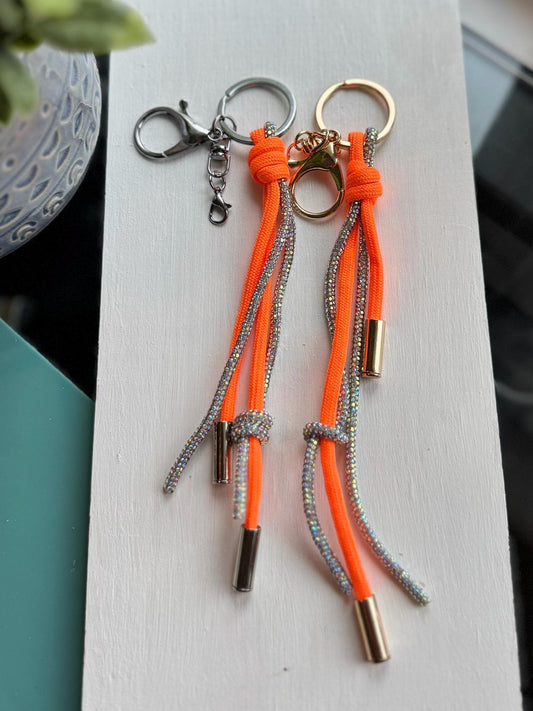 Orange Sparkly Bag Charm – handmade orange rhinestone accessory