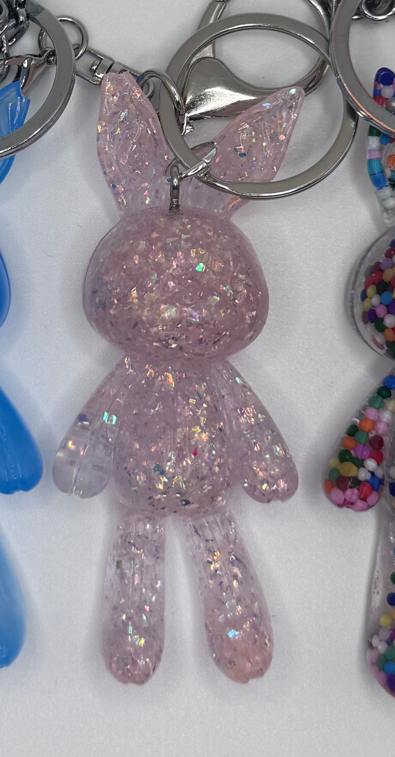Handmade Resin Bunny Bag Charm | Cute Glitter Keychain Accessory for Purses, Backpacks & Gifts