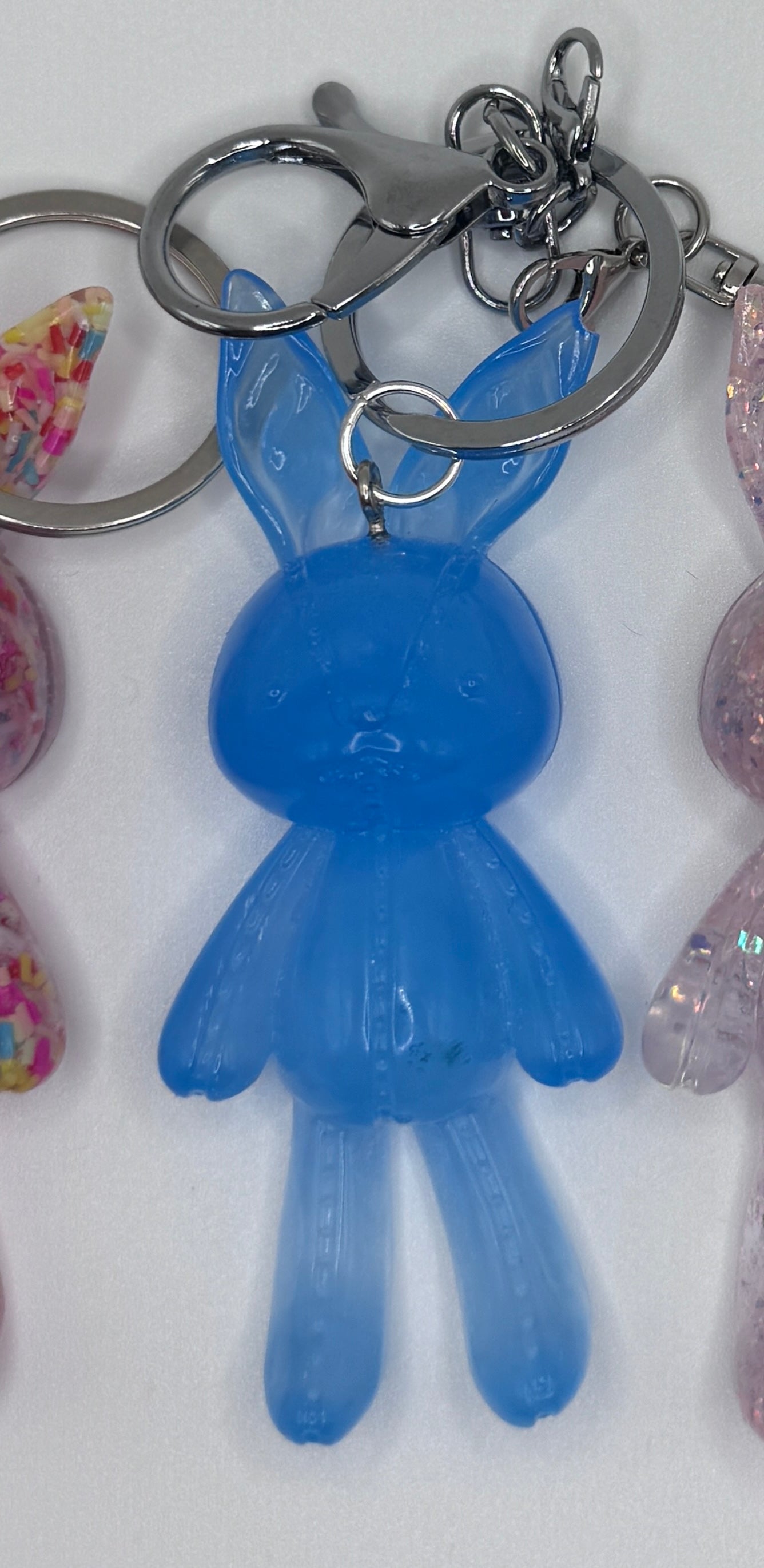 Handmade Resin Bunny Bag Charm | Cute Glitter Keychain Accessory for Purses, Backpacks & Gifts