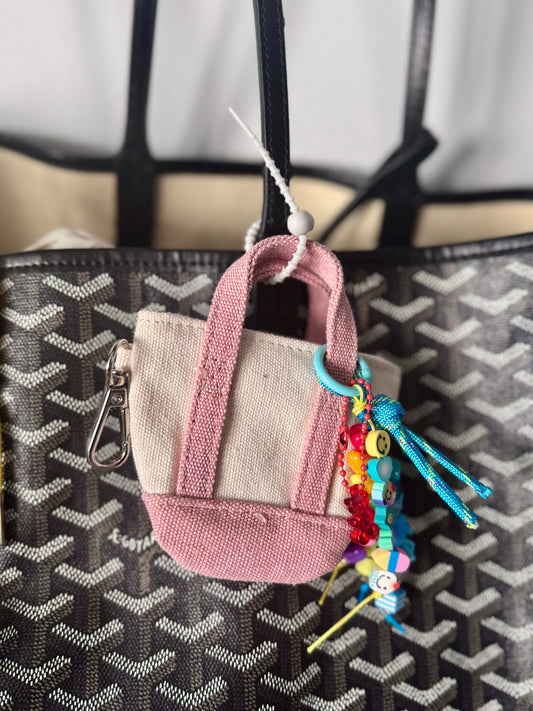 Micro Boat and Tote Bag Charm – Mini Tote with Functional Pocket & Beaded Charm