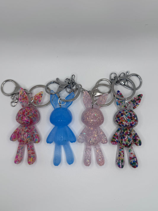 Handmade Resin Bunny Bag Charm | Cute Glitter Keychain Accessory for Purses, Backpacks & Gifts