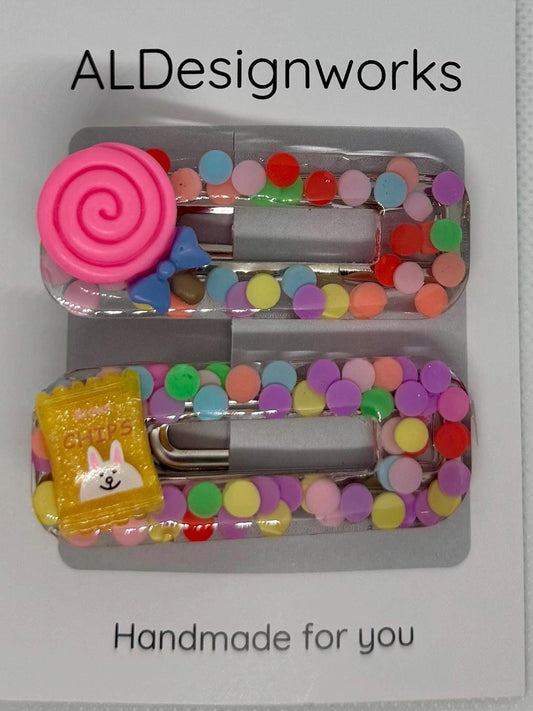 Confetti Candy Resin Barrettes Set of 2