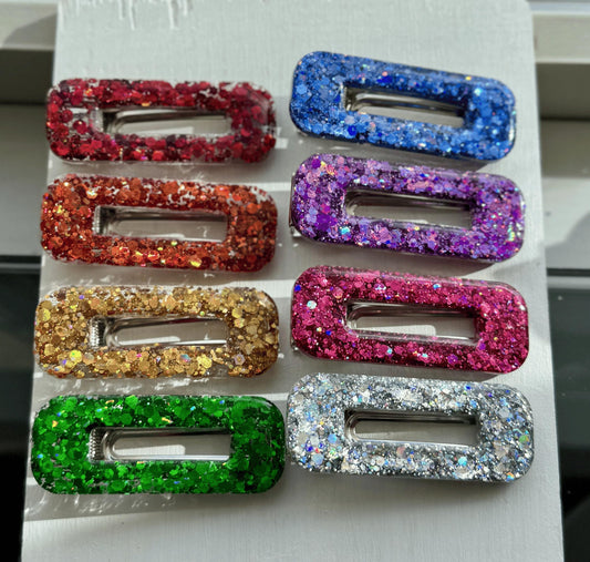 Red Glitter Barrettes- Set of 2