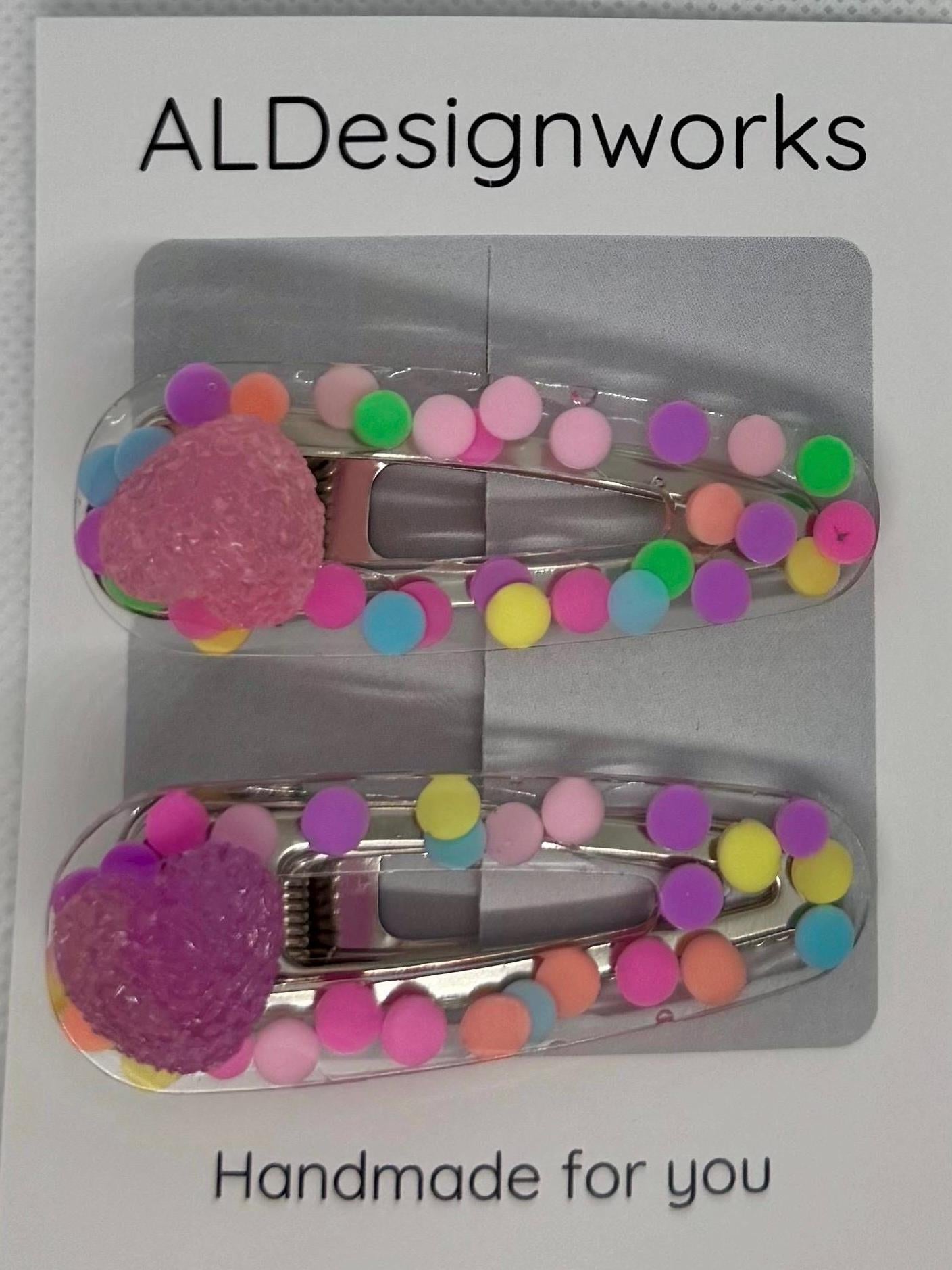 Confetti Candy Resin Barrettes Set of 2