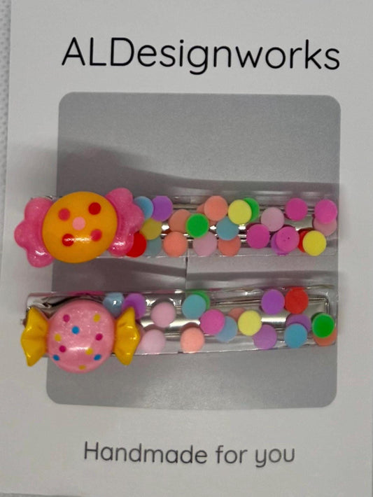 Photo of Confetti Candy Resin Barrettes Set of 2