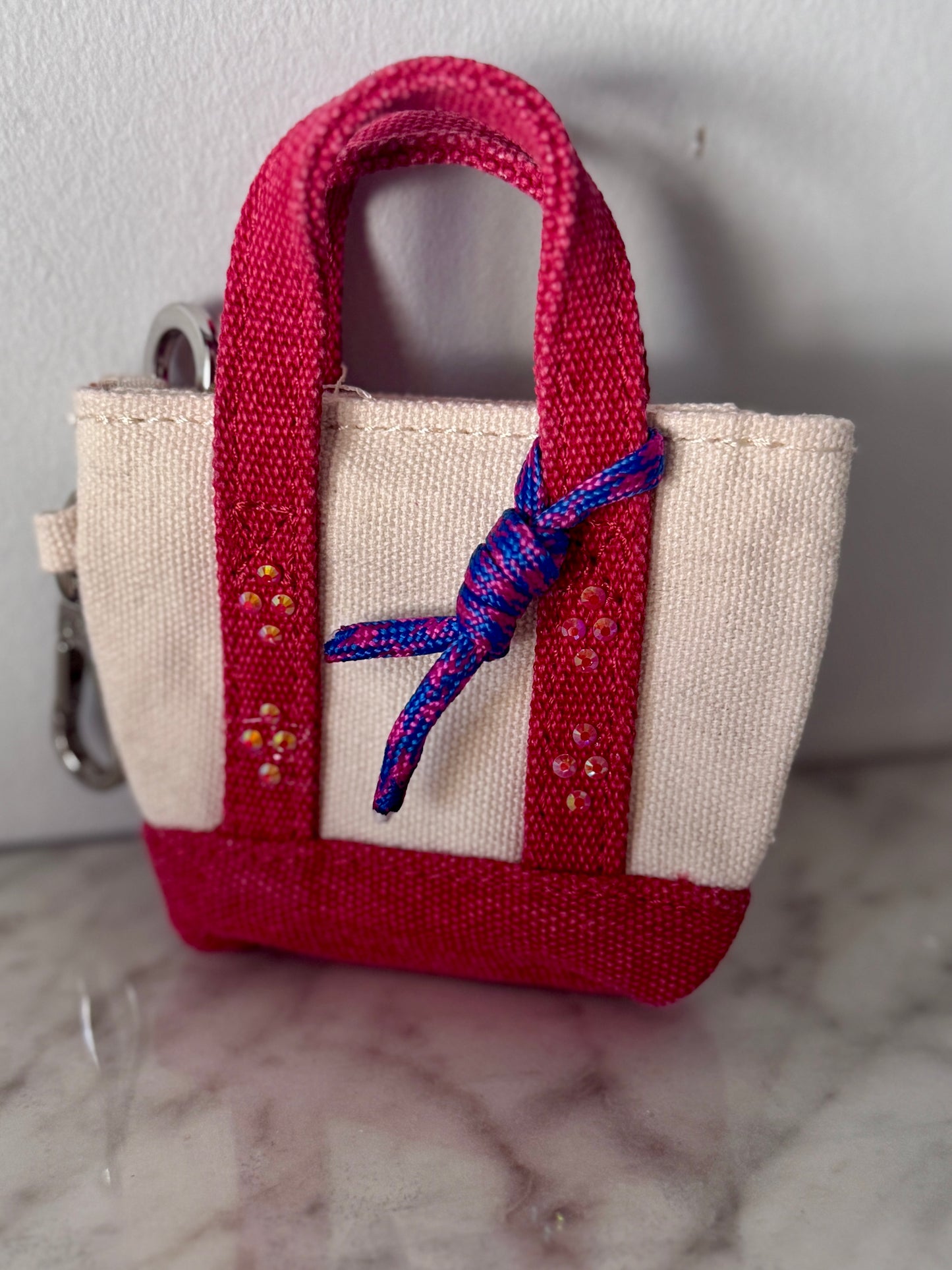 Micro Boat and Tote Bag Charm – Mini Tote with Functional Pocket & Beaded Charm
