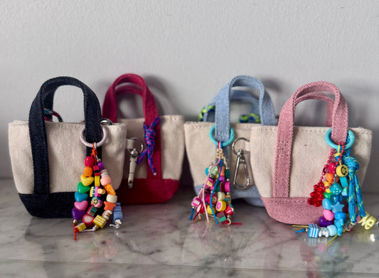 Micro Boat and Tote Bag Charm – Mini Tote with Functional Pocket & Beaded Charm