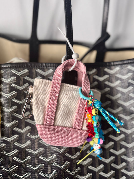 Micro Boat and Tote Bag Charm – Mini Tote with Functional Pocket & Beaded Charm
