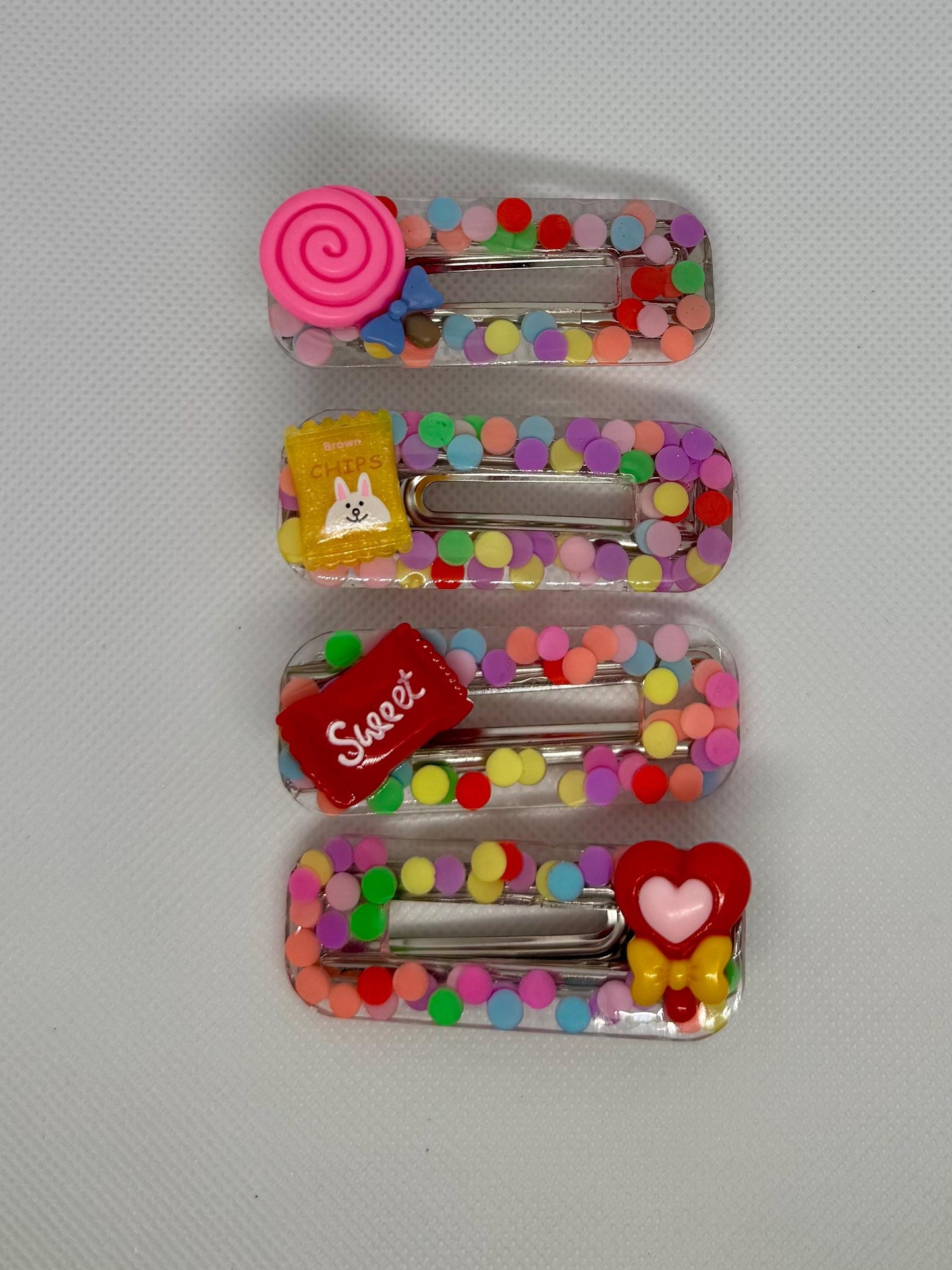 Confetti Candy Resin Barrettes Set of 2