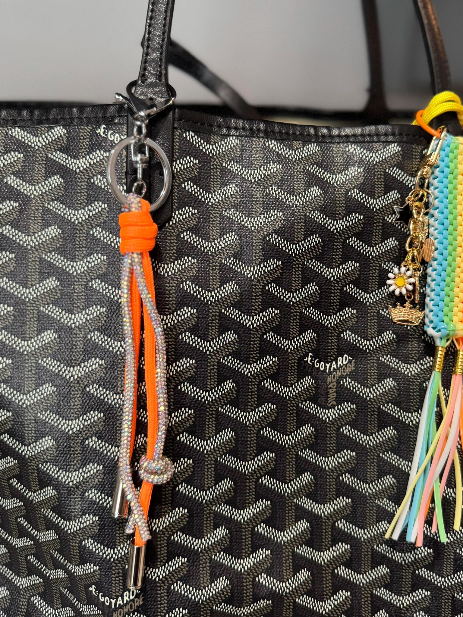 Orange Sparkly Bag Charm – handmade orange rhinestone accessory